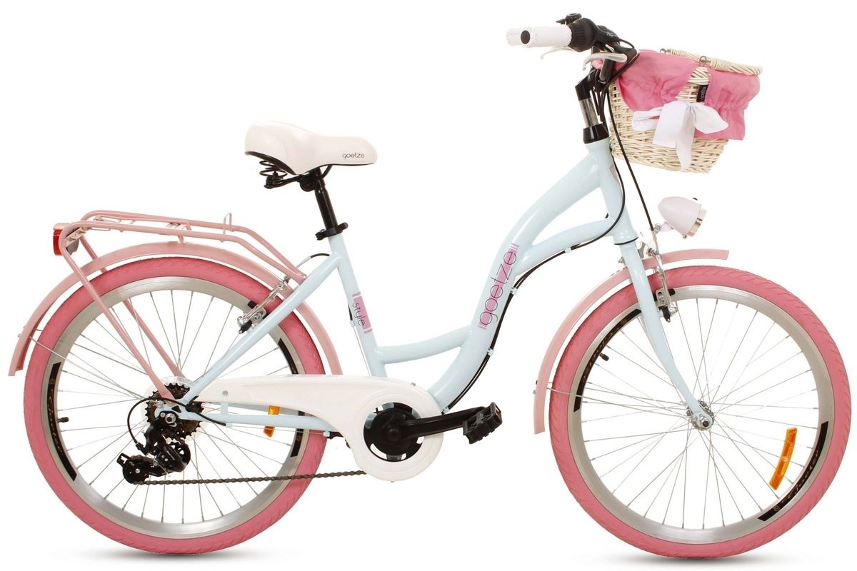 Bелосипед Goetze Style, 6-скоростен Shimano, Kолела 24″, 125-165 cm височина, Син/Розов