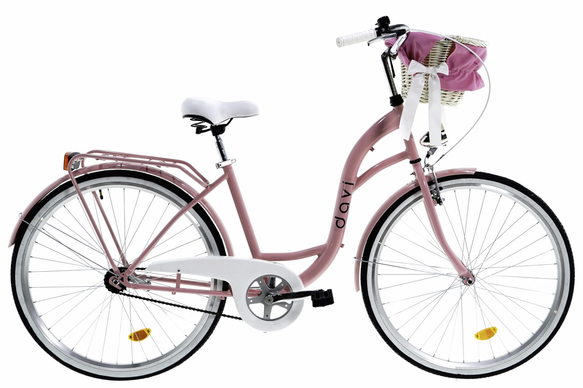 Дамски велосипед Davi Lila, 1-скоростен, 160-185 cm височина, колела 28″, Розов