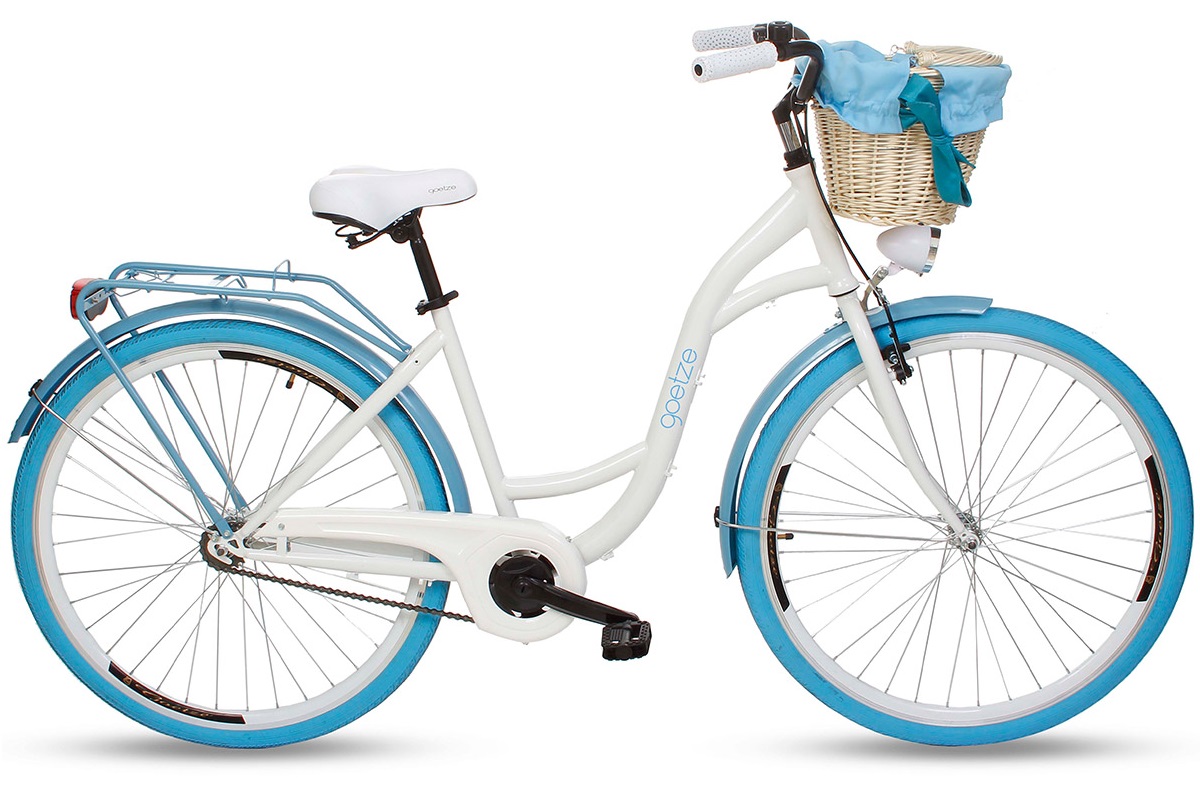 Bелосипед Goetze Colorus, 160-185 cm височина, 1-скоростен, колела 28″, Бял/Синьо