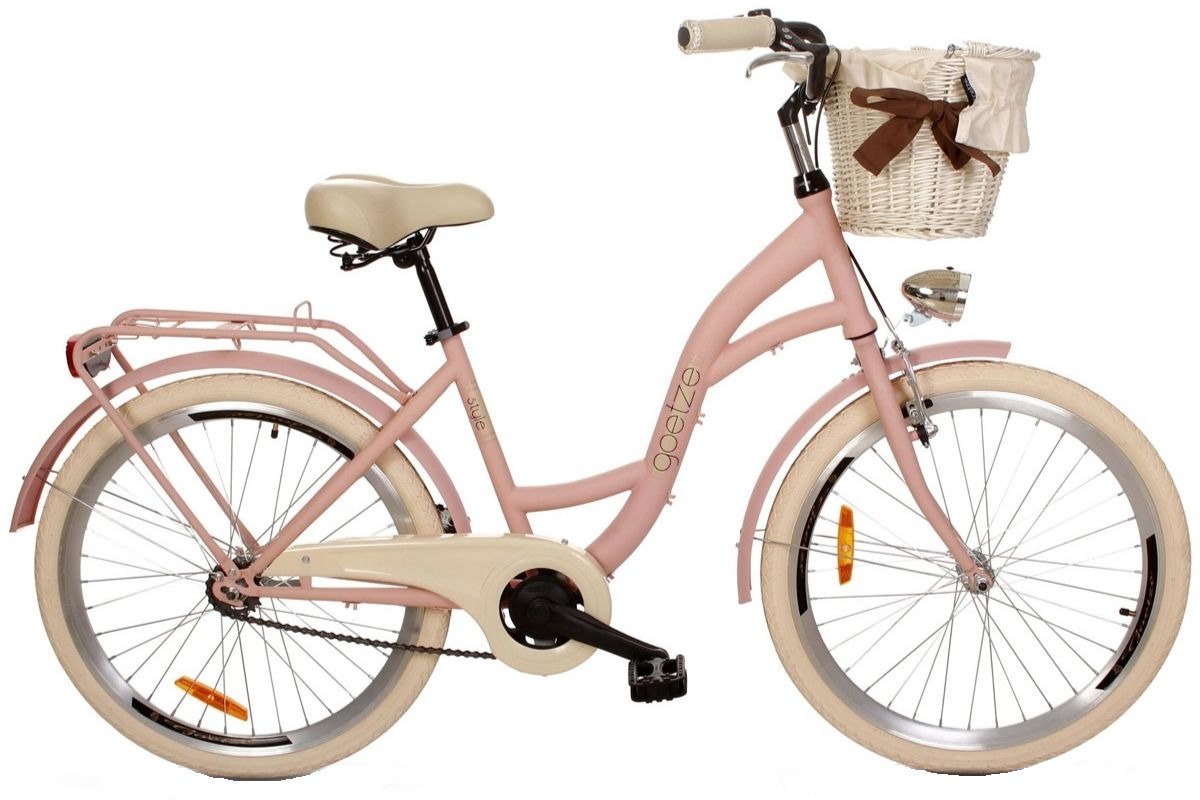 Bелосипед Goetze Style, 1-скоростен, Kолела 24″, 125-165 cm височина, Розов/Кремав