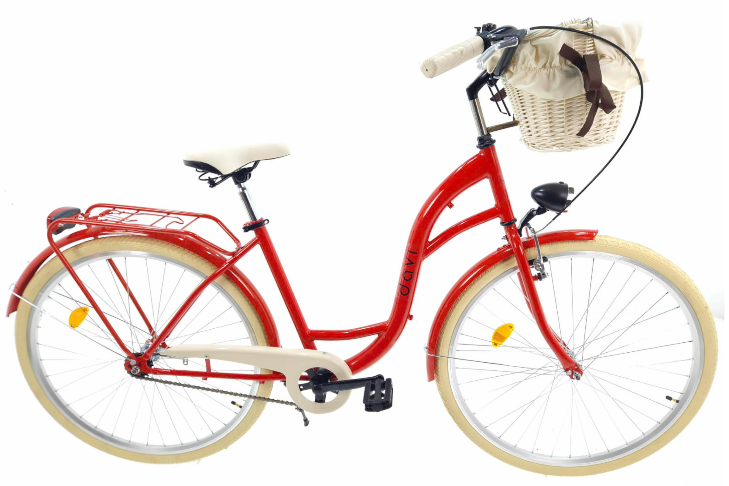 Дамски велосипед Davi Lila, 1-скоростен, 160-185 cm височина, колела 28″,червен