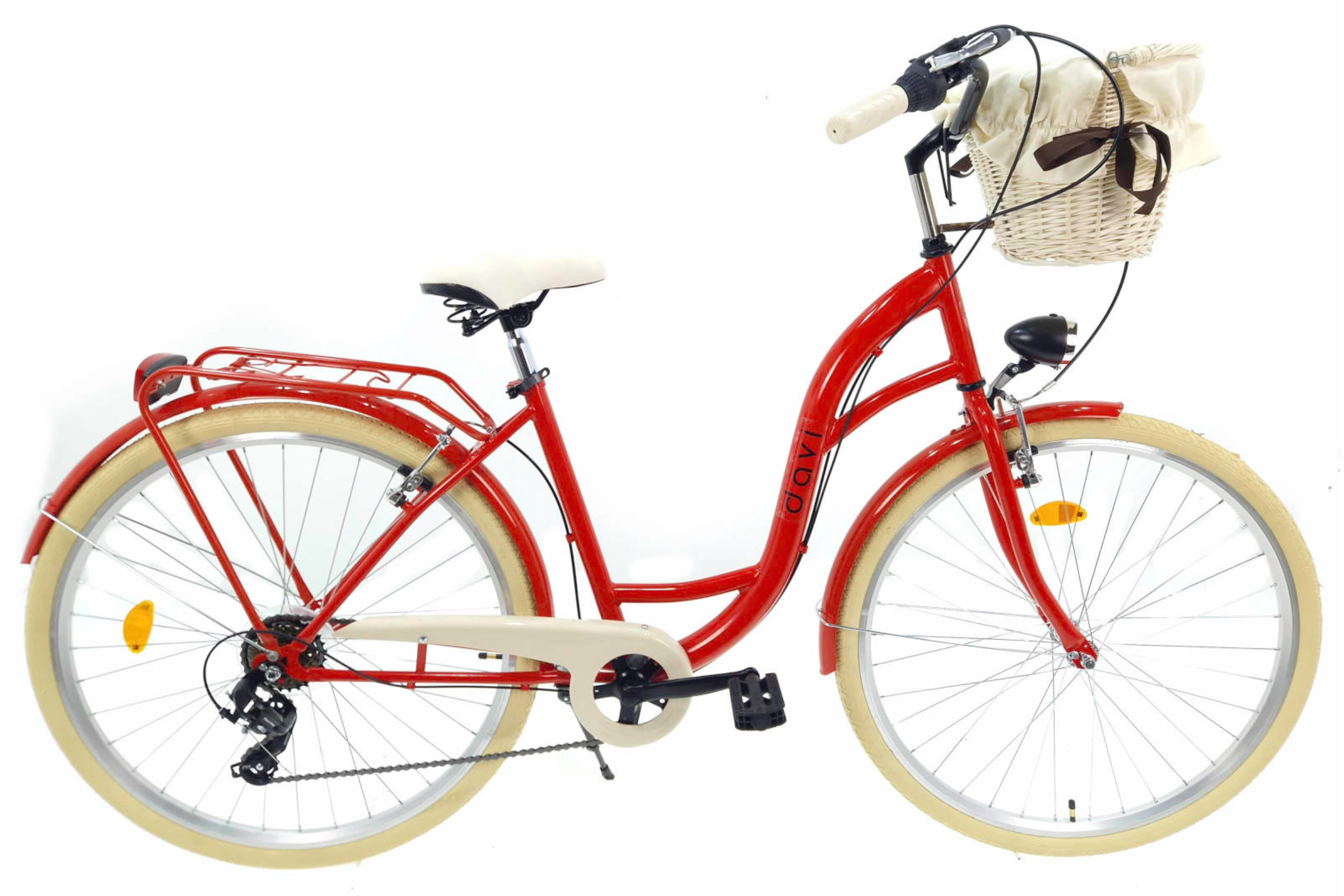 Дамски велосипед Davi Emma, 7-скоростен Shimano,160-185 cm височина, колела 28″, червен