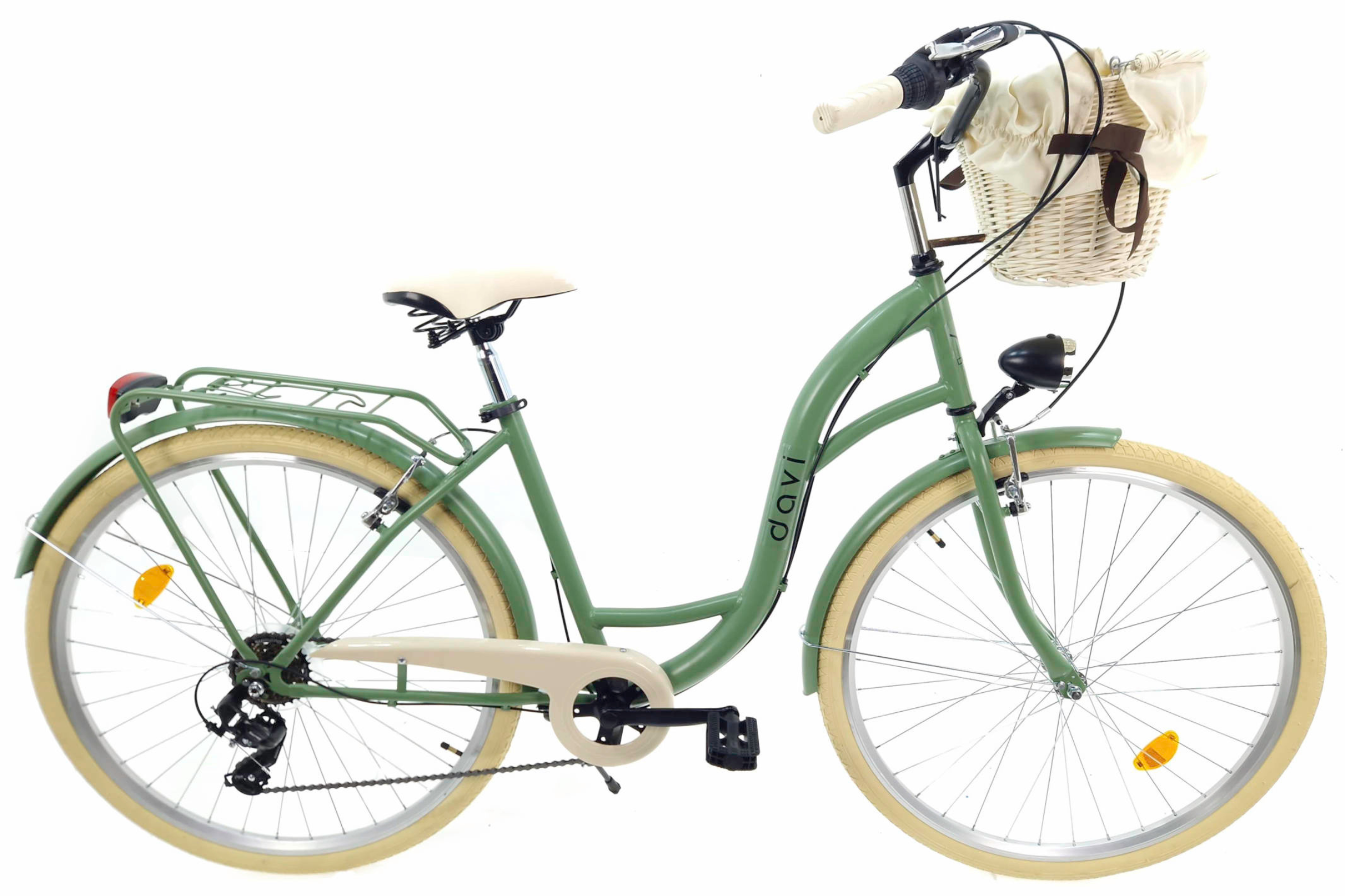 Дамски велосипед Davi Emma, 7-скоростен Shimano, 160-185 cm височина, колела 28″, маслинa